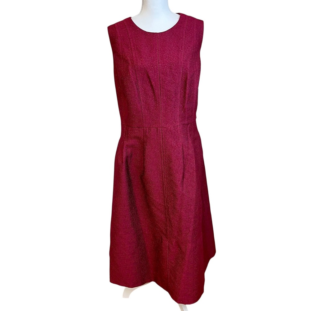 DONNA KARAN Burgundy Sleeveless A Line Dress New Career Party Cocktail NWT